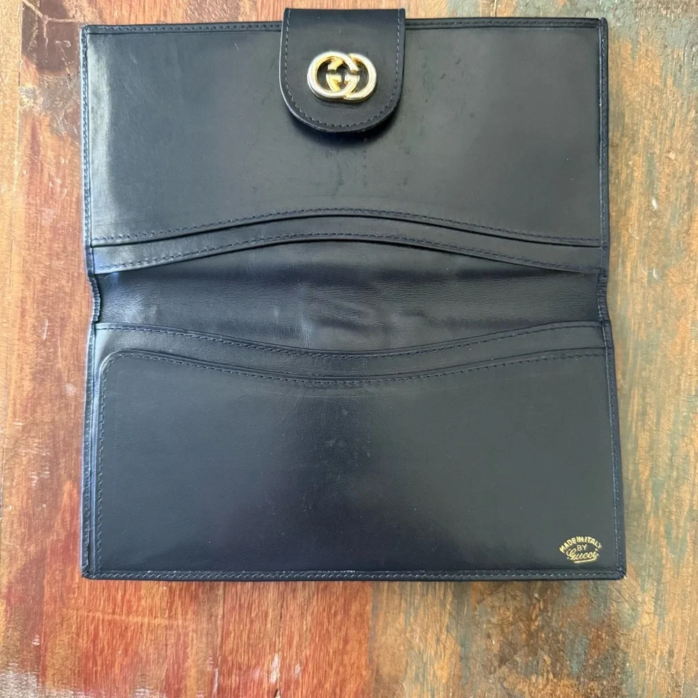 Rare Vintage Gucci Sherri Line Black Leather checkbook holder and wallet - Picture 8 of 9